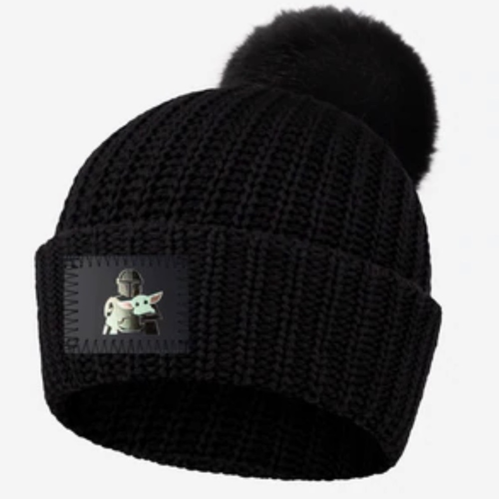 Love Your Melon Star Wars Mandalorian and The Child Black Pom Beanie